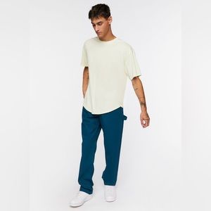 Men’s Forever 21 Twill Drawstring Pants in Deep Blue (Size: M)